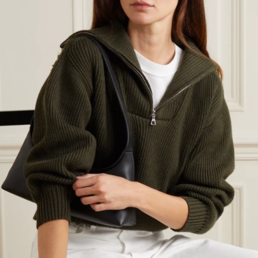 Officine Générale Olive Quarter-Zip Sweater